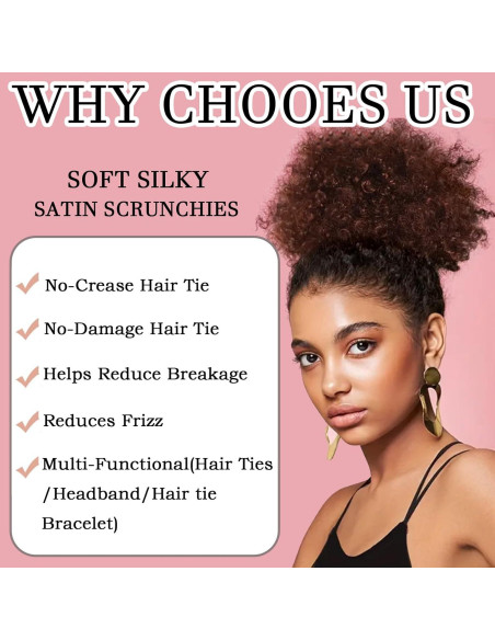 4 Lazos de Satén Ajustables Bswox para Cabello Rizado