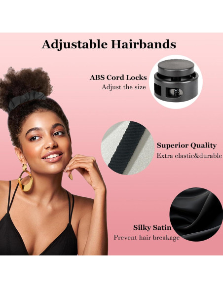 4 Lazos de Satén Ajustables Bswox para Cabello Rizado