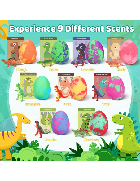 Bombas de Baño Orgánicas STARYAR - 9 Piezas con Juguetes Dino