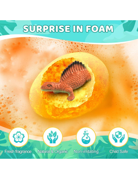 Bombas de Baño Orgánicas STARYAR - 9 Piezas con Juguetes Dino