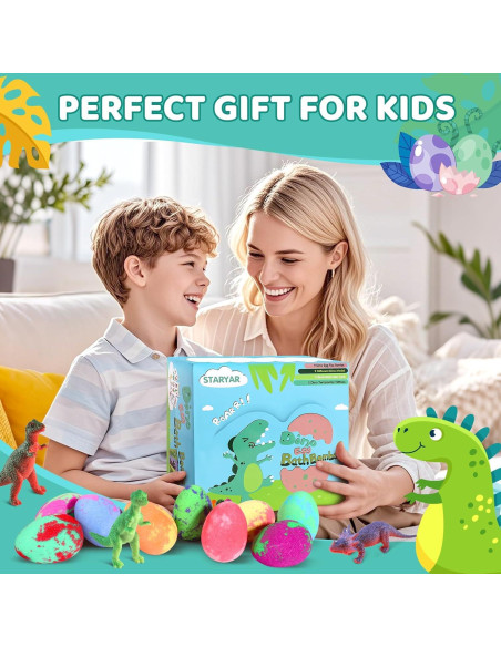 Bombas de Baño Orgánicas STARYAR - 9 Piezas con Juguetes Dino