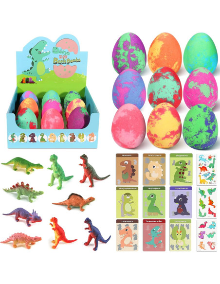 Bombas de Baño Orgánicas STARYAR - 9 Piezas con Juguetes Dino