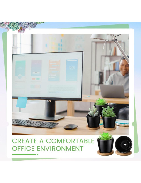 Hsei Paquete de 24 Macetas Mini Cerámica 6.4x5 cm con Bandeja