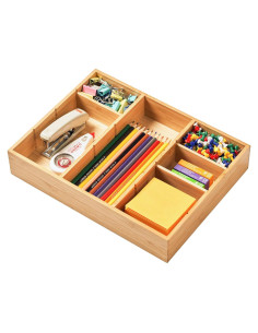 Organizador de Cajón de Escritorio Umilife de Bambú 9 Compartimentos