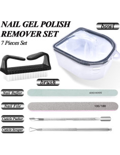 Kit de Remojo para Uñas HiMo - 2 Tazones, Lima 100/180, Bloque Pulido 2