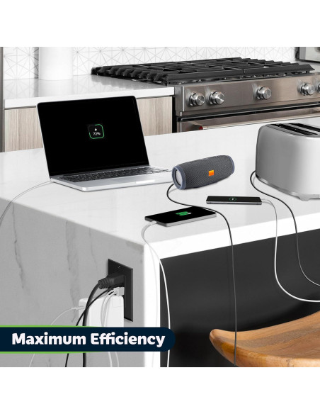 Enchufe USB TOPGREENER 15A 4.2A 3 Puertos Tipo C y A Negro Enchufe USB TOPGREENER 15A 4.2A 3 Puertos Tipo C y A Negro