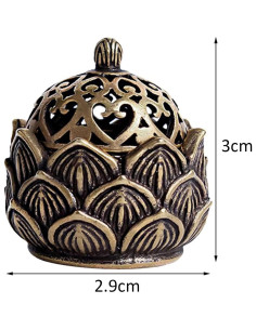 Quemador de Incienso Loto Dorado Pxiryanlow 3x3cm Vintage 2