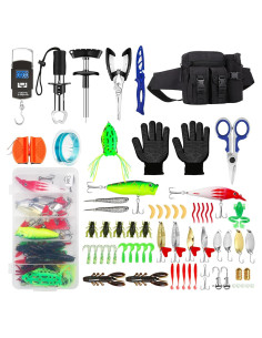 Kit de Herramientas de Pesca AOFUXTI 112 Piezas con Cebos