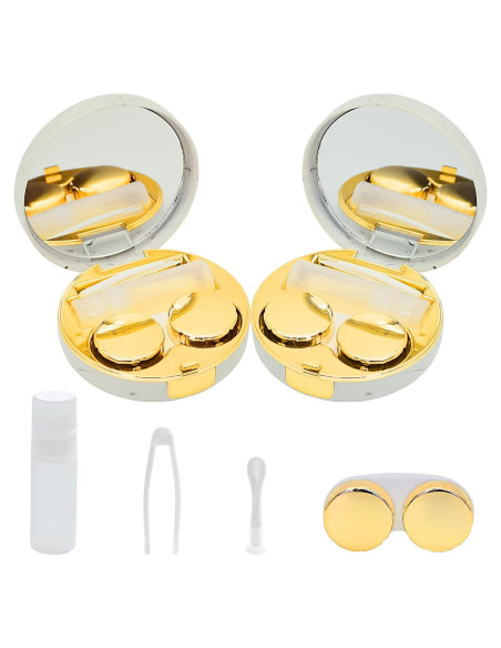 Estuche de Lentes de Contacto Dorado Todo en Uno FEILIBAY