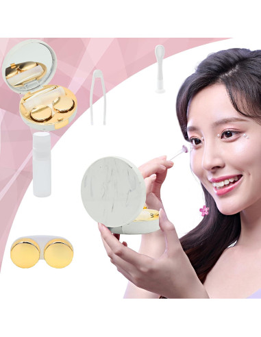 Estuche de Lentes de Contacto Dorado Todo en Uno FEILIBAY