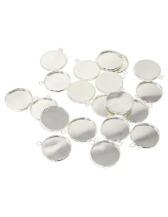 Bandejas de Colgante Redondas Honbay 20PCS 20mm Plata