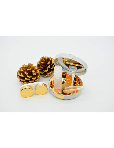 Estuche de Lentes de Contacto Dorado Todo en Uno FEILIBAY