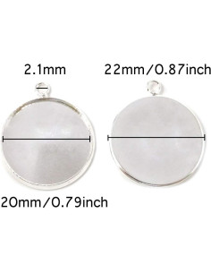 Bandejas de Colgante Redondas Honbay 20PCS 20mm Plata 2