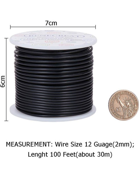 Alambre de Joyería BENECREAT 12 Gauge Negro 30m Mate