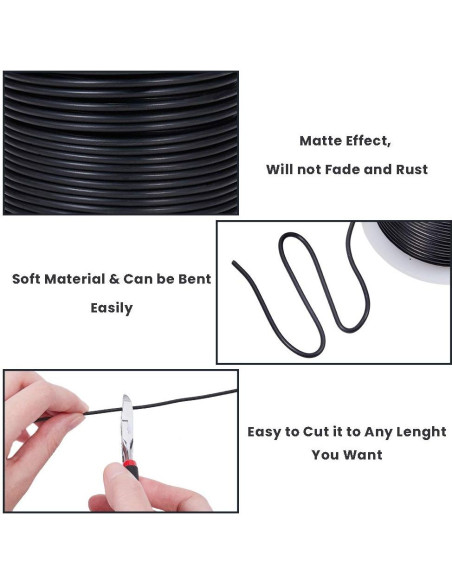 Alambre de Joyería BENECREAT 12 Gauge Negro 30m Mate