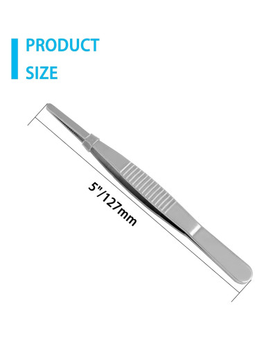 4 Pinzas de Acero Inoxidable 125 mm con Puntas Serradas