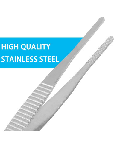 4 Pinzas de Acero Inoxidable 125 mm con Puntas Serradas