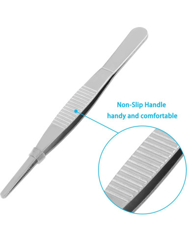 4 Pinzas de Acero Inoxidable 125 mm con Puntas Serradas