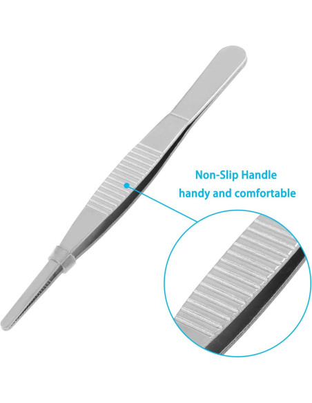 4 Pinzas de Acero Inoxidable 125 mm con Puntas Serradas