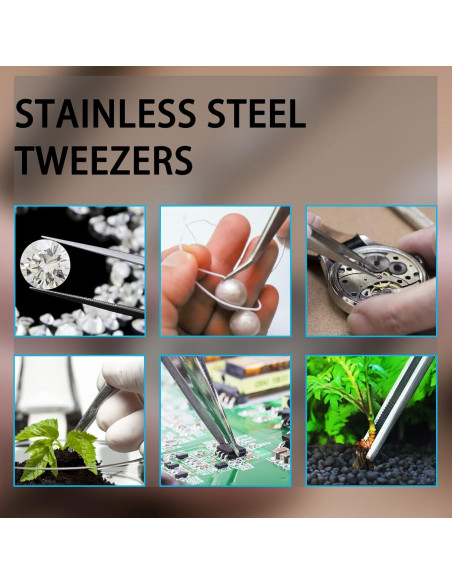 4 Pinzas de Acero Inoxidable 125 mm con Puntas Serradas