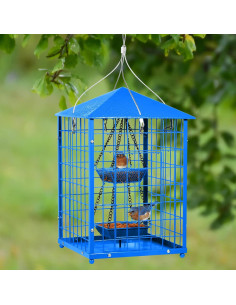 Comedero para Aves Mosloly con Jaula - Azul - 2 Tazas 0.91kg 2