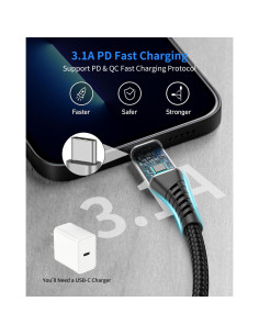 Cable USB C a USB C 15 cm Umefly - Carga Rápida 60W, Paquete de 3 2