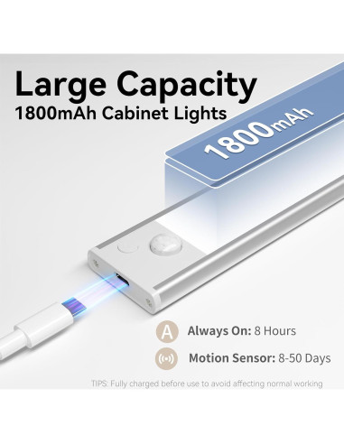 Luces LED Bajo Gabinete Xinp 20cm Recargables Sensor Movimiento