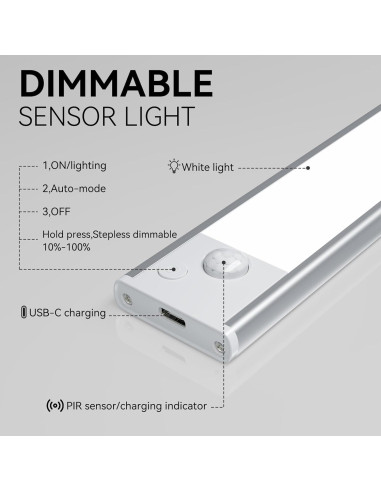 Luces LED Bajo Gabinete Xinp 20cm Recargables Sensor Movimiento