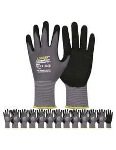 Guantes de Trabajo LOCCEF Nitrilo MicroFoam 6 Pares Grises