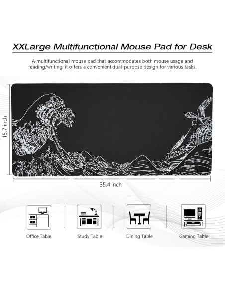 Alfombrilla de Ratón Grande GMKWTL Kanagawa 90x40 cm