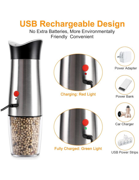 Juego de Molinillos Eléctricos de Sal y Pimienta PAISHENKEJI