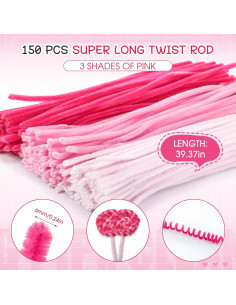 Limpiadores de Tubos Extra Largos RoundFunny 150 Pcs 99 cm Rosa 2