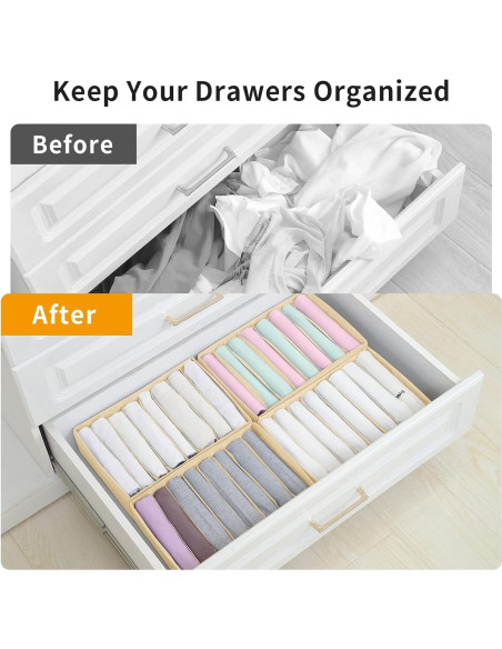 Organizadores de Cajón Qozary Pack de 4 Plegables Beige Organizadores de Cajón Qozary Pack de 4 Plegables Beige