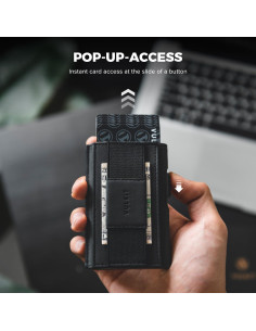Billetera Minimalista VULKIT Negra con Bloqueo RFID y Expulsor 2