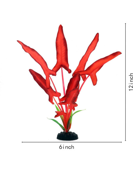 Paquete de 2 Plantas de Acuario de Seda DVHEY 30.48 cm Rojo