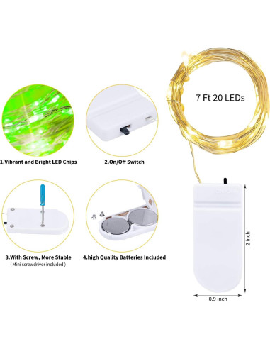 Luces de Hadas LED Brightown 12 Paquete 2.13m 20 LEDs Multicolor