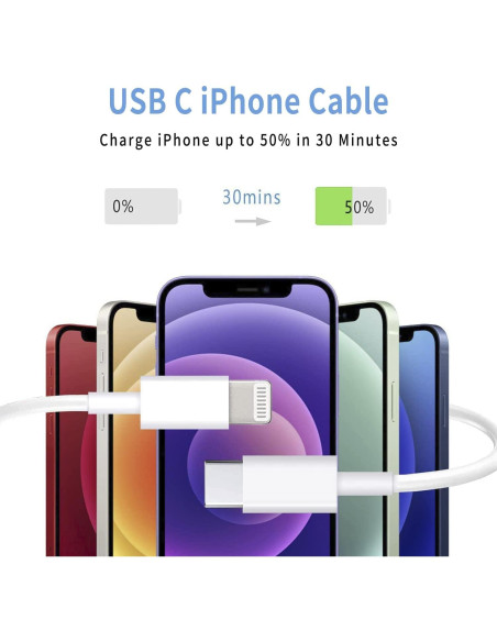 Cable de Carga Rápida Mitesbony USB C a Lightning 3Pack 0.9M Cable de Carga Rápida Mitesbony USB C a Lightning 3Pack 0.9M