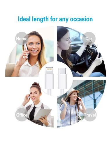 Cable de Carga Rápida Mitesbony USB C a Lightning 3Pack 0.9M