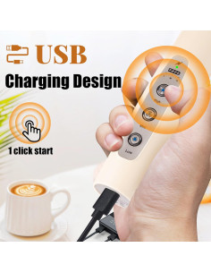 Espumador de Leche Eléctrico Nahida Beige Recargable 1200mAh 2