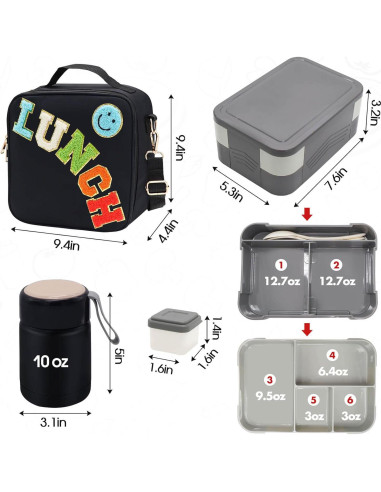 Bolsa de Almuerzo PainZieteg con Caja Bento y Termo 0.3L