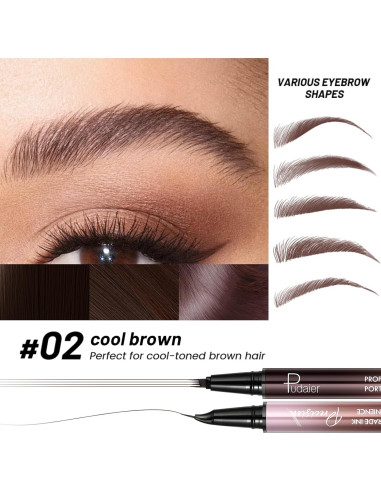 Lápiz de Cejas y Delineador 2 en 1 Pudaier Marrón Frío