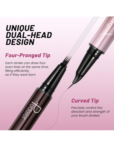 Lápiz de Cejas y Delineador 2 en 1 Pudaier Marrón Frío