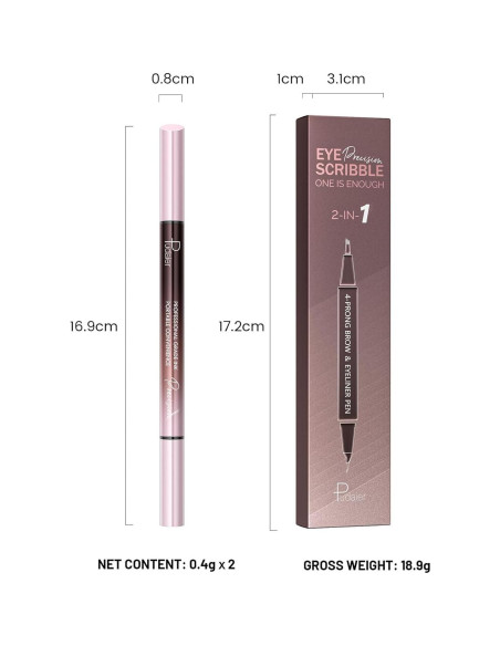 Lápiz de Cejas y Delineador 2 en 1 Pudaier Marrón Frío Lápiz de Cejas y Delineador 2 en 1 Pudaier Marrón Frío