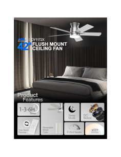 Ventilador de Techo Allsmartlife 42" con Luz LED y Control Remoto 2
