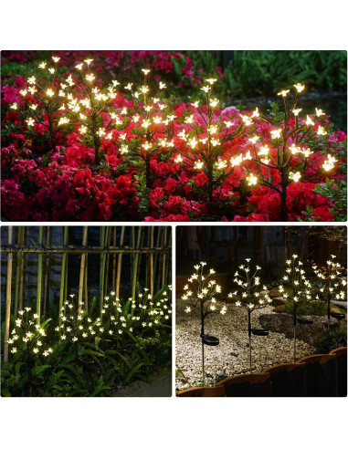 Luces de Jardín Solares IUEECEN 2 Paquete 40 LED Impermeables