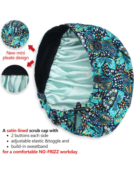 Gorra Bouffant ABAMERICA Ajustable con Botón y Banda Sudor