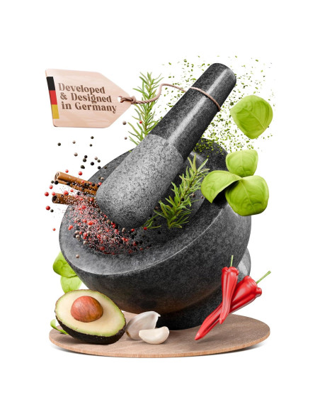 Juego de Mortero y Mano ChefSofi - Granito Negro 1.5 Tazas