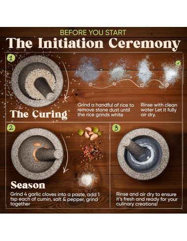 Juego de Mortero y Mano ChefSofi - Granito Negro 1.5 Tazas