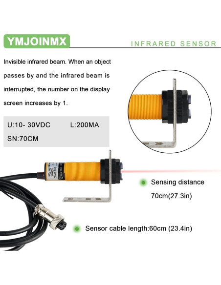 Contador LED Digital YMJOINMX hasta 99999 con Alarma y Sensor Infrarrojo