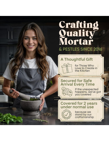 Juego de Mortero y Mano ChefSofi - Granito Negro 1.5 Tazas